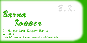 barna kopper business card